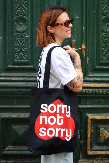 sacosa cu bretele lungi negru "sorry not sorry" - Img 2
