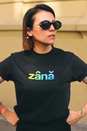 tricou unisex negru multicolor "zana"