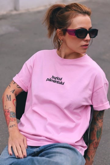 tricou unisex oversize roz "buricul pamantului"