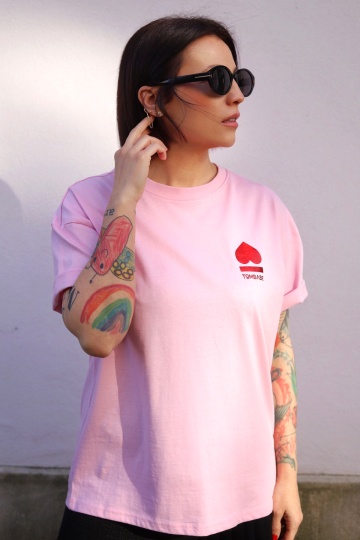 tricou unisex oversize roz "imi pare rau, dar nu-mi pare rau" - Img 2