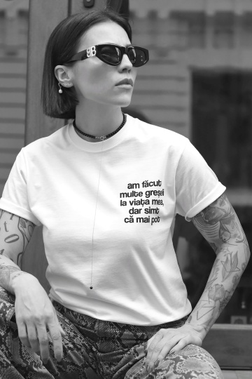tricou unisex alb "am facut multe greseli"