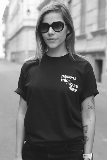 tricou unisex negru "pace-ul mic" - Img 2