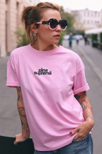 tricou unisex oversize roz "zana suprema"