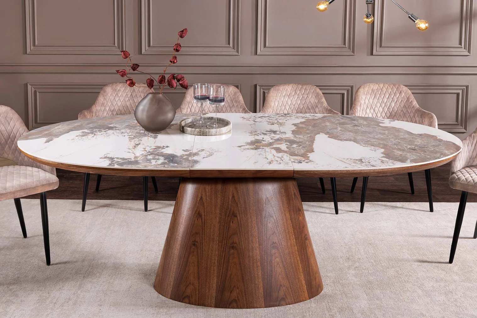 Masă dining extensibilă UNIQUE 47676 – eleganță naturală și funcționalitate pentru orice dining modern