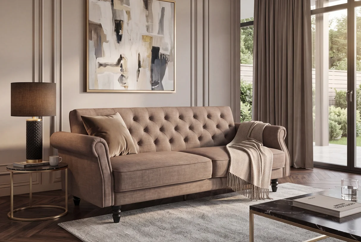 Canapeaua extensibilă Maison Belle 220 cm de la Invicta Interior – eleganță, catifea și funcționalitate pentru un living premium