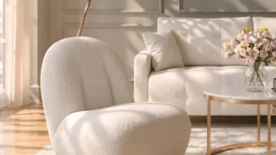 Fotoliu rotativ din material bouclé – eleganță, confort și design modern pentru orice încăpere