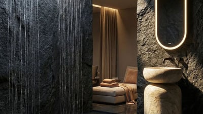 Lavoar stativ Cheri 89 cm din piatră compozită REA – eleganță naturală și design premium pentru băi moderne