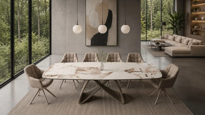 Masă extensibilă Infinity 180-220-260 cm din metal și sticlă | Artim Group