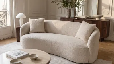 Canapele Semirotunde pentru Living – Eleganța Formelor Curbe în Material Bouclé și Catifea