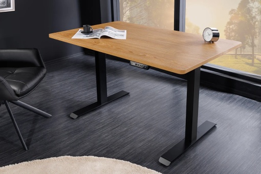 BIROU REGLABIL PE INALTIME, OFFICE 120CM, BLAT MDF DE STEJAR SI PICIOARE METAL, ARTIM GROUP SELECTION