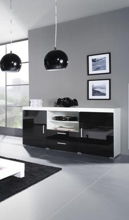 COMODA LIVING SAMBA REG5 ALB/NEGRU LUCIOS DESIGN MODERN CM
