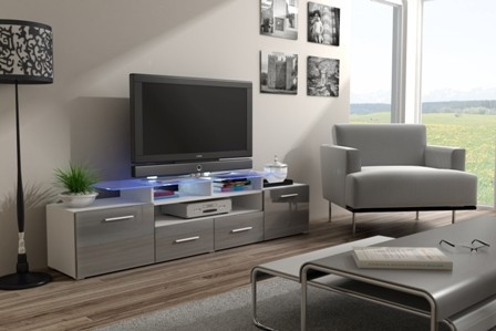 COMODA RTV CU LED EVORA ALB/GRI LUCIOS DESIGN MODERN CM