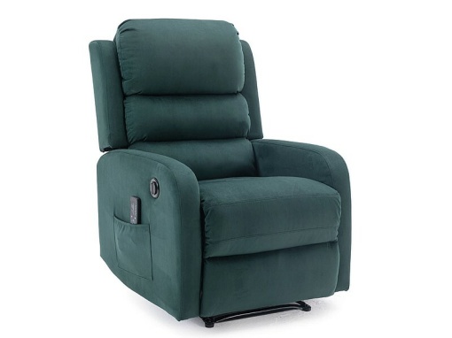 FOTOLIU CONFORTABIL PEGAZ M, VERDE BLUVEL 78, TAPITERIE DIN CATIFEA, CU FUNCTIE DE RABATARE SI MASAJ