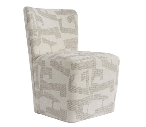 SCAUN CU ROTI LORAIN BEIGE GRAFFIC, S4774, CONFECTIONAT DIN PIELE ECOLOGICA, PLACAJ, LEMN DE PIN SI 100% POLIESTER, RICHMOND INTERIORS