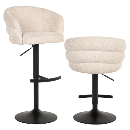 SCAUN DE BAR NIKKI S4780, BEJ CHENILLE NIAGARA 902, CONFECTIONAT DIN METAL, SPUMA SI 100% POLIESTER, RICHMOND INTERIORS