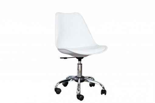 SCAUN DE BIROU, SCANDINAVIA, ALB/CROM, COD 37770, DESIGN SCANDINAV
