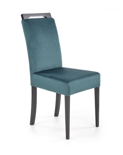 SCAUN DINING CLARION 2, VERDE MONOLITH 37/NEGRU, CU TAPITERIE DIN STOFA FINA SI PICIOARE DIN LEMN MASIV, STIL CLASIC