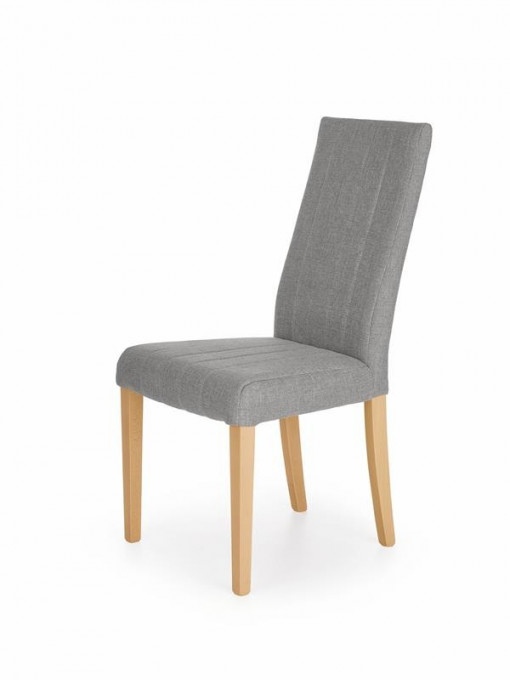 SCAUN DINING DIEGO, GRI INARI 91/STEJAR, CU TAPITERIE DIN STOFA SI PICIOARE DIN LEMN MASIV, STIL CLASIC