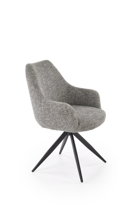 SCAUN DINING PIVOTANT K564, GRI/NEGRU, TAPITERIE DIN STOFA SI PICIOARE DIN METAL, STIL MODERN