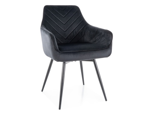 SCAUN DINING PIVOTANT SERVIO, NEGRU BLUVEL 19/NEGRU, CU TAPITERIE DIN CATIFEA SI PICIOARE DIN METAL, STIL MODERN