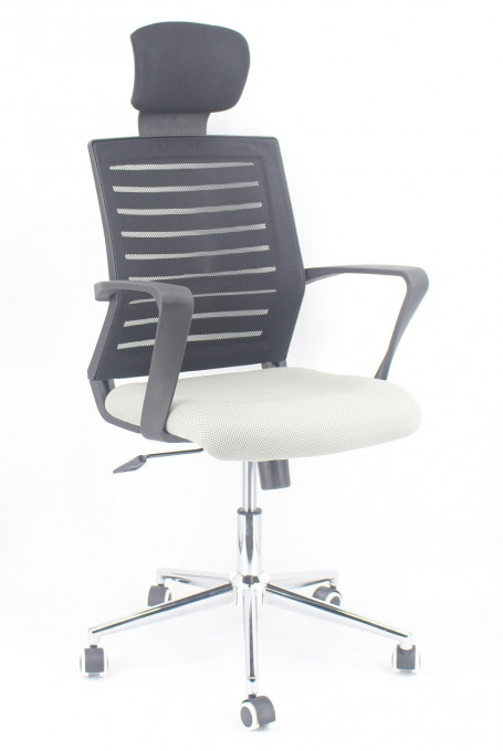 SCAUN OFFICE ALB/GRI/CROM MAX - DESIGN MODERN