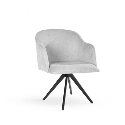 SCAUN PIVOTANT DANEZ TWIST, GRI/NEGRU, TAPITERIE DIN CATIFEA SI PICIOARE DIN METAL, STIL MODERN