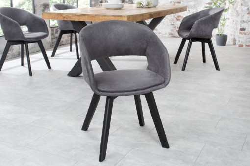 SET 2 SCAUNE, GRI ANTIC/NEGRU, NORDIC STAR, COD 38505, DESIGN SCANDINAV