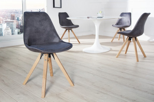 SET 2 SCAUNE, MICROFIBRA GRI ANTICHIZAT, SCANDINAVIA, COD 36505, DESIGN SCANDINAV