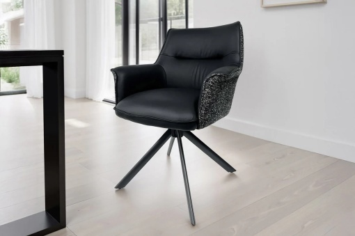 SET 2 SCAUNE ROTATIVE, LE GRAND, NEGRU, PIELE ECO SI MATERIAL TEXTIL, ARTIM GROUP SELECTION