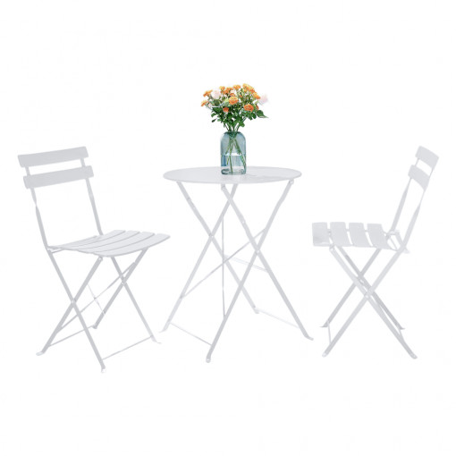 SET GRADINA, ARTIM GROUP COLLECTION, 1 MASA SI 2 SCAUNE, ALB, DESIGN MODERN