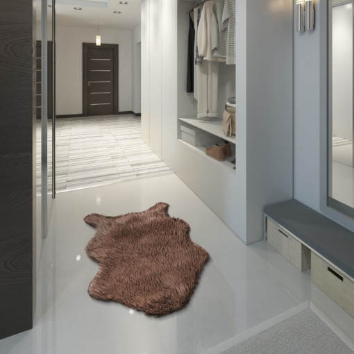 Blană artificială, gri-maro-taupe/argint, 60x90, FOX TYP 4, 0000229951