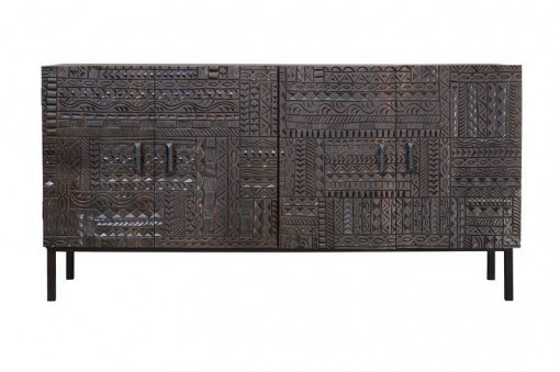 BUFET HIEROGLYPH 180CM, MARO/NEGRU, DIN LEMN MASIV DE MANGO, GINER Y COLOMER