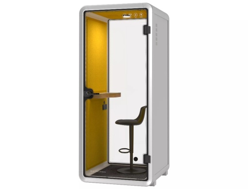 CABINA ACUSTICA 3D, ALB/GALBEN, PENTRU O PERSOANA, CONFCTIONATA DIN METERIALE DE INALTA CALITATE