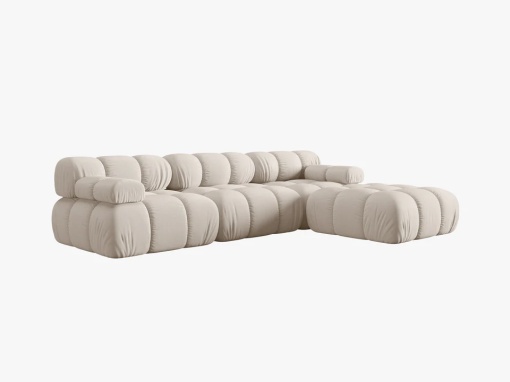 COLTAR MODULAR BELLIS, 4 LOCURI, 282 CM, BEJ DESCHIS 23, TAPITERIE DIN CATIFEA 3D, DESIGN DEOSEBIT