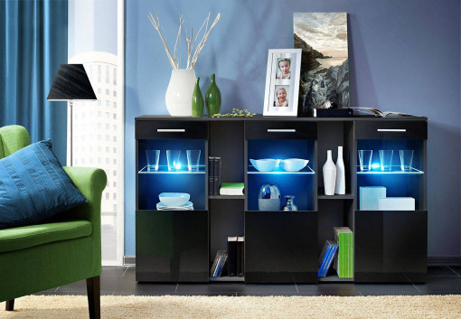 COMODA DORADE, CU ILUMINARE LED, ZZ DS, DESIGN MODERN , ASM