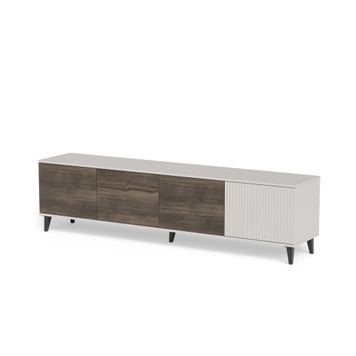 COMODA TV RANDOM 2 RTV-3, 200X52 CM, CASMIR/NUC/NEGRU, DIN MDF FURNIRUIT, POLIPROPILENA SI METAL, STIL MODERN
