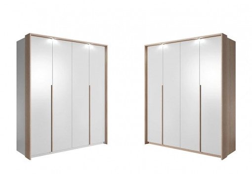 DULAP DORMITOR CU LED XELO 185 ALB/STEJAR AURIU DESIGN SCANDINAV LSK