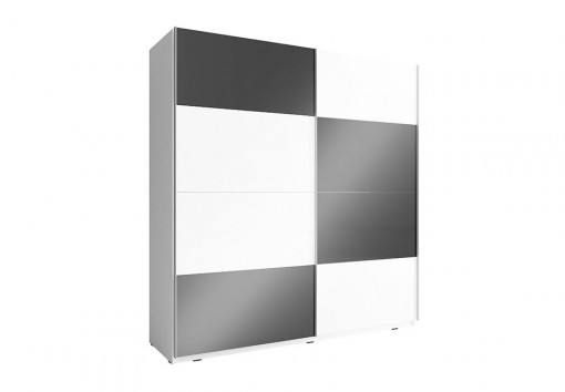 DULAP DORMITOR MIKA MULTI IV 200 ALB/NEGRU DESIGN MODERN PSK