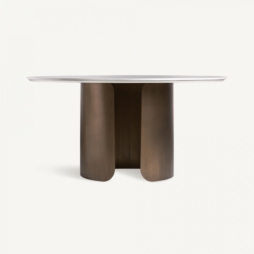 MASA DEOSEBITA ROTUNDA, VIMPERK 150CM, DIN GRESIE SI METAL, GRI/AURIU, ARTIM GROUP SELECTION
