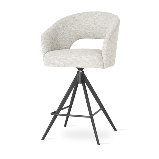 SCAUN DE BAR PIVOTANT, INES SUPREME TWIST L 70 CM, CREM/NEGRU, TAPITERIE DIN TEXTIL, SPUMA, ARCURI SI METAL, STIL MODERN