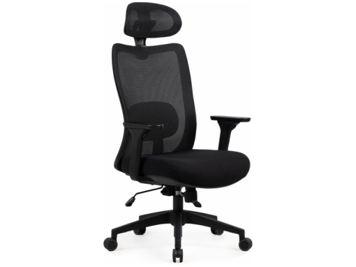SCAUN DE BIROU, Q-724H NEGRU, FUNCTIE MULTIBLOCK, CU TAPITERIE DIN TEXTIL SI PLASA SI PICIOR DIN METAL, STIL MODERN