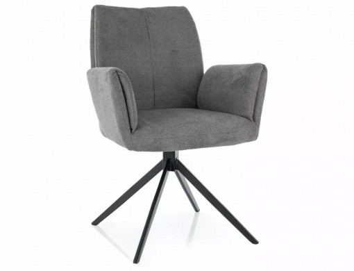 SCAUN PIVOTANT COCO II, GRI 11/NEGRU MAT, TAPITERIE DIN STOFA VARDO SI PICIOARE DIN METAL, STIL MODERN