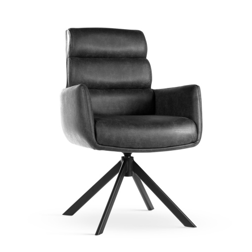 SCAUN ROTATIV CIPHER ANTRACIT/NEGRU/BULL67, TAPITERIE DIN PIELE ECOLOGICA, SPUMA, ARCURI SI METAL, STIL MODERN