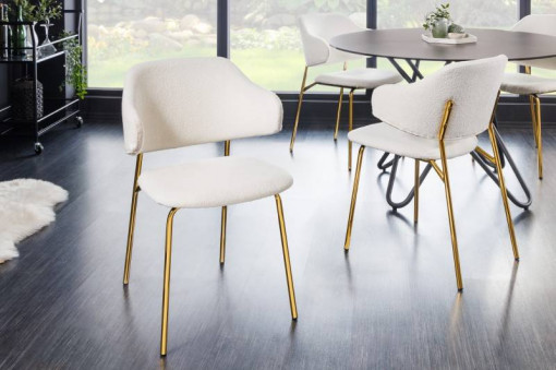 SET 2 SCAUNE TRACY , DIN MATERIAL PLUS ALB SI PICIOARE AURII, DESIGN INDUSTRIAL, ARTIM GROUP