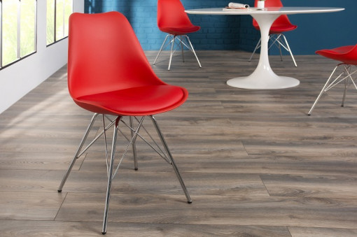 SET 4 SCAUNE ROSII SCANDINAVIA 37936 DESIGN SCANDINAV