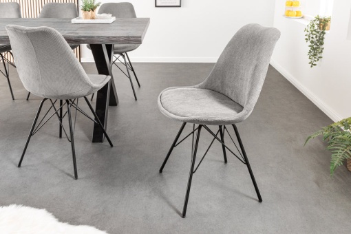 SET 4 SCAUNE, SCANDINAVIA, GRI, CATIFEA STRIAT, MODEL DEOSEBIT