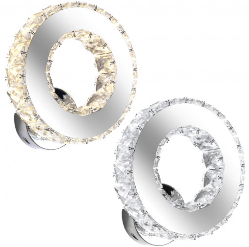 APLICA CRYSTAL ROUND APP413-W, APP414-W, 21.5X21.5 cm, NEGRU/ARGINTIU, DIN METAL SI CRISTALE, STIL MODERN, TU
