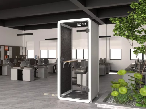 CABINA ACUSTICA 3D SMALL, ALB/GRI, PENTRU O PERSOANA, CONFECTIONATA DIN MATERIALE DE INALTA CALITATE