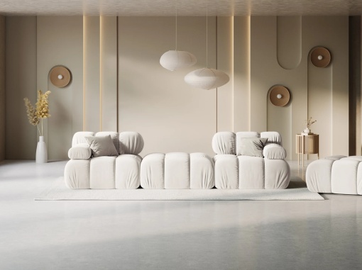 CANAPEA/COLTAR MODULAR BELLIS, 3 LOCURI, 188 CM, BEJ DESCHIS 21, TAPITERIE DIN CATIFEA, DESIGN DEOSEBIT