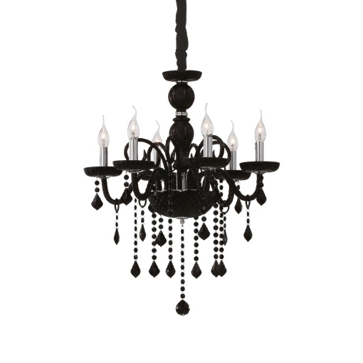 CANDELABRU GIUDECCA SP6, NEGRU, DIN STICLA, STIL CLASIC